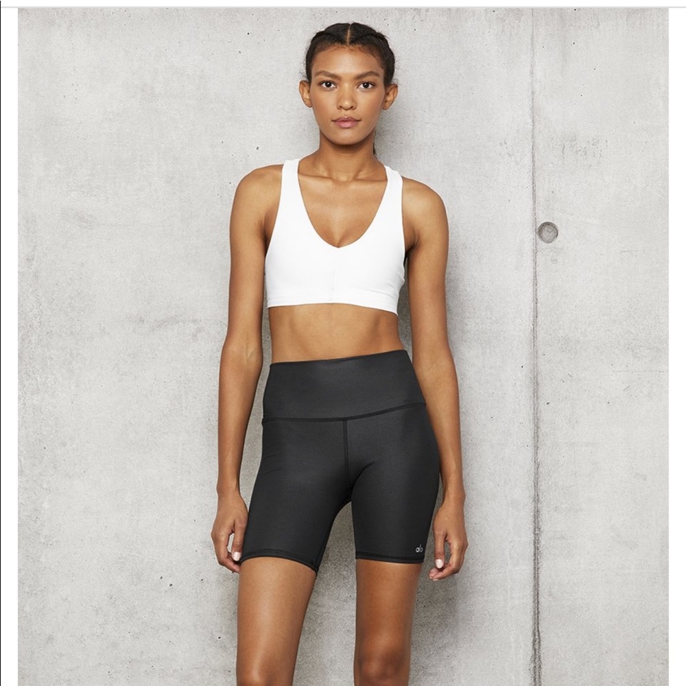 Alo Yoga Glossy Black Biker Shorts